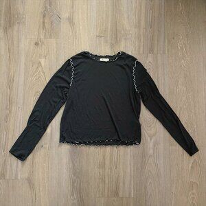 Madewell Charcoal Contrast-Stitched Crewneck Crop Tee